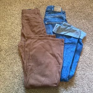 🫶🏻JEANS BUNDLE🫶🏻 H&M brown pants size 2 Zara jeans size 2
